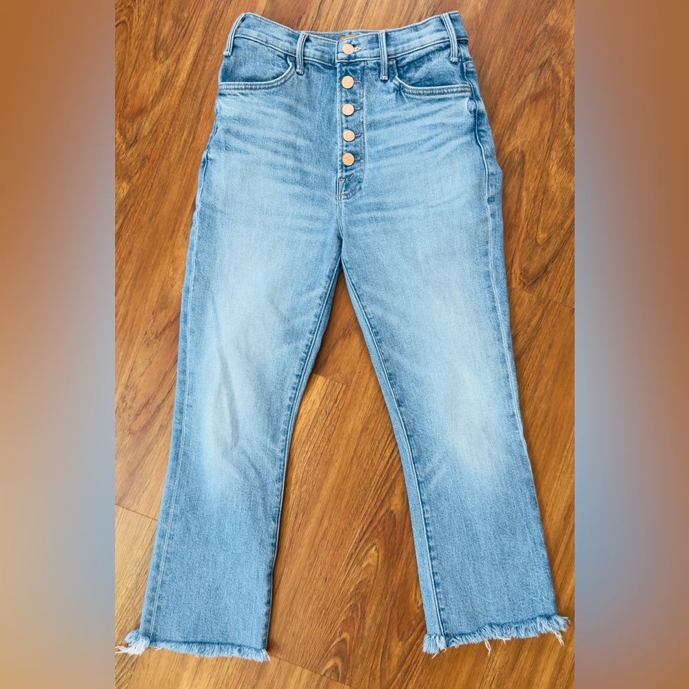 MOTHER The Pixie Hustler Ankle Button Fly in Tarot Time Size  26 Frayed Cropped